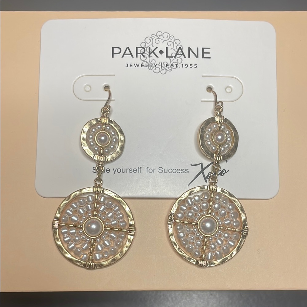 Park Lane Gold and Pearl Dangle Earrings